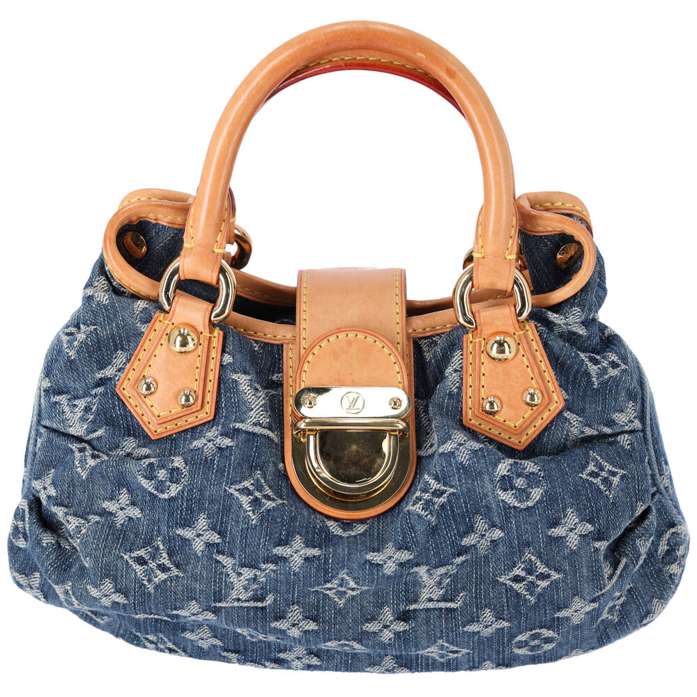 Louis Vuitton Monogram Blue Denim Monogram Small Handbag Pleaty Satchel M95020 - Picture 1 of 9